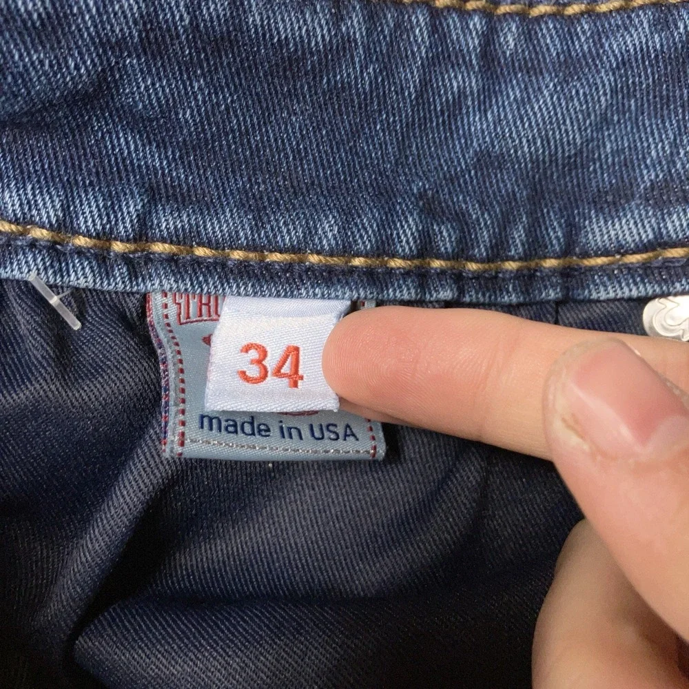 True Religion Rope Stitch Jeans Relaxed Straight Flap Pocket 34 Fit 36x28 USA